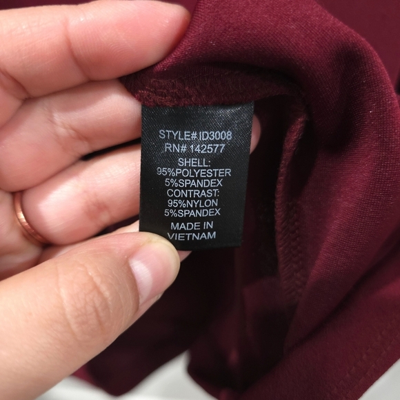 ✨️4/$20 Nwt Wine Burgundy Bodycon Long Sleeve Dress, Lace Details, Ruffle Detail - Picture 11 of 13
